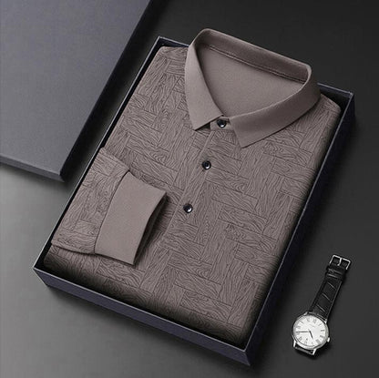 ✨New Arrival✨-Men’s Elegant Casual 3-button Lapel Collar Long-sleeve T-shirt