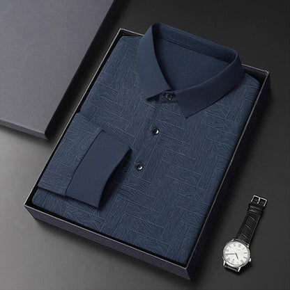 ✨New Arrival✨-Men’s Elegant Casual 3-button Lapel Collar Long-sleeve T-shirt