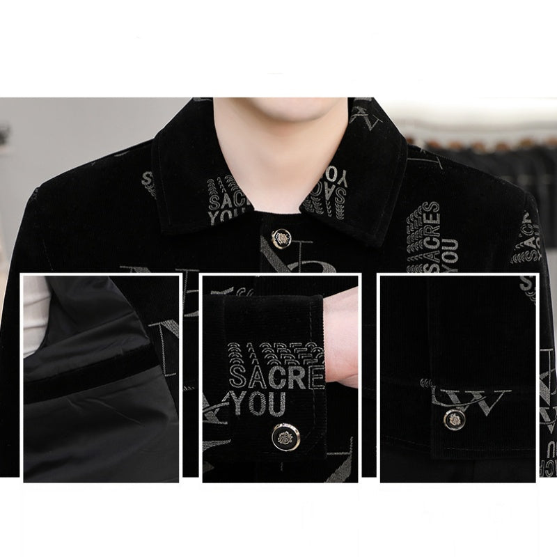 ✨New Arrival✨Men's Print Lapel Button Down Jacket