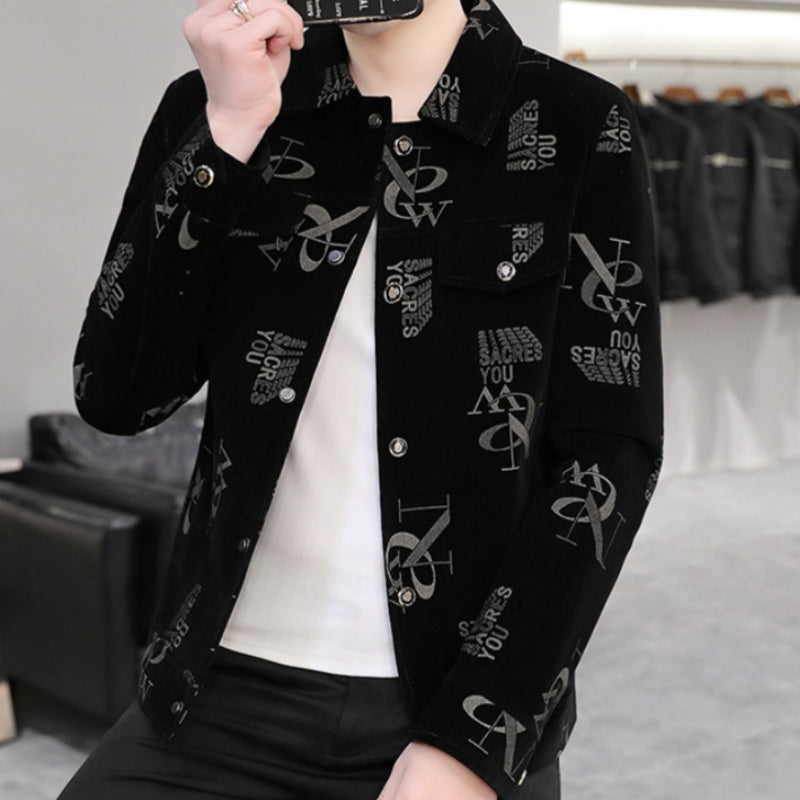 ✨New Arrival✨Men's Print Lapel Button Down Jacket