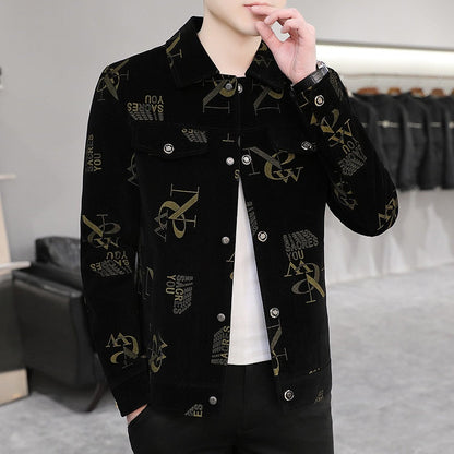 ✨New Arrival✨Men's Print Lapel Button Down Jacket