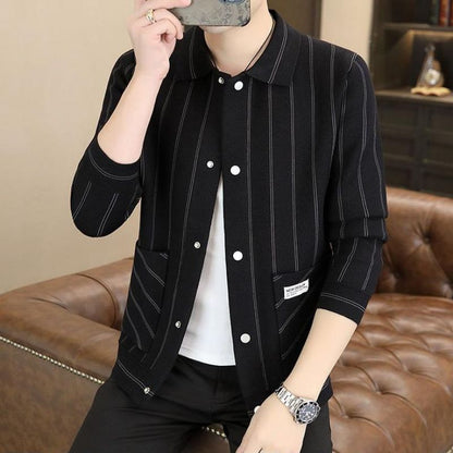 ✨New Arrival✨Men's Casual Striped Knitted Lapel Jacket
