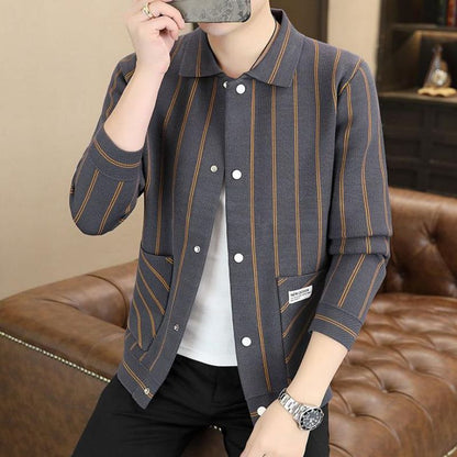 ✨New Arrival✨Men's Casual Striped Knitted Lapel Jacket