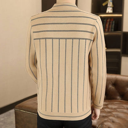 ✨New Arrival✨Men's Casual Striped Knitted Lapel Jacket