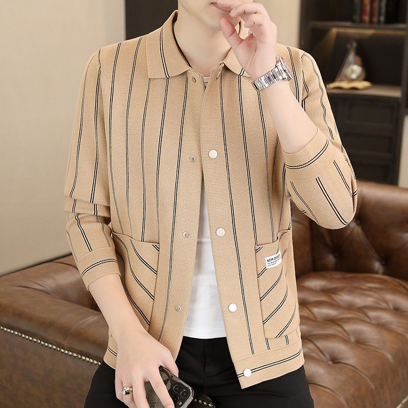 ✨New Arrival✨Men's Casual Striped Knitted Lapel Jacket
