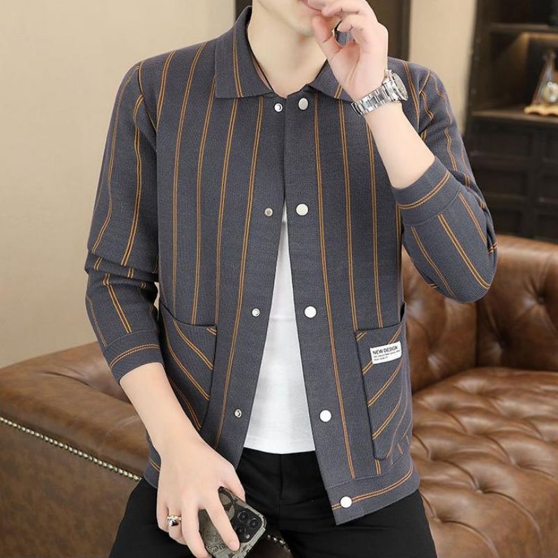 ✨New Arrival✨Men's Casual Striped Knitted Lapel Jacket