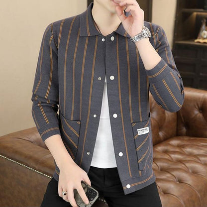 ✨New Arrival✨Men's Casual Striped Knitted Lapel Jacket