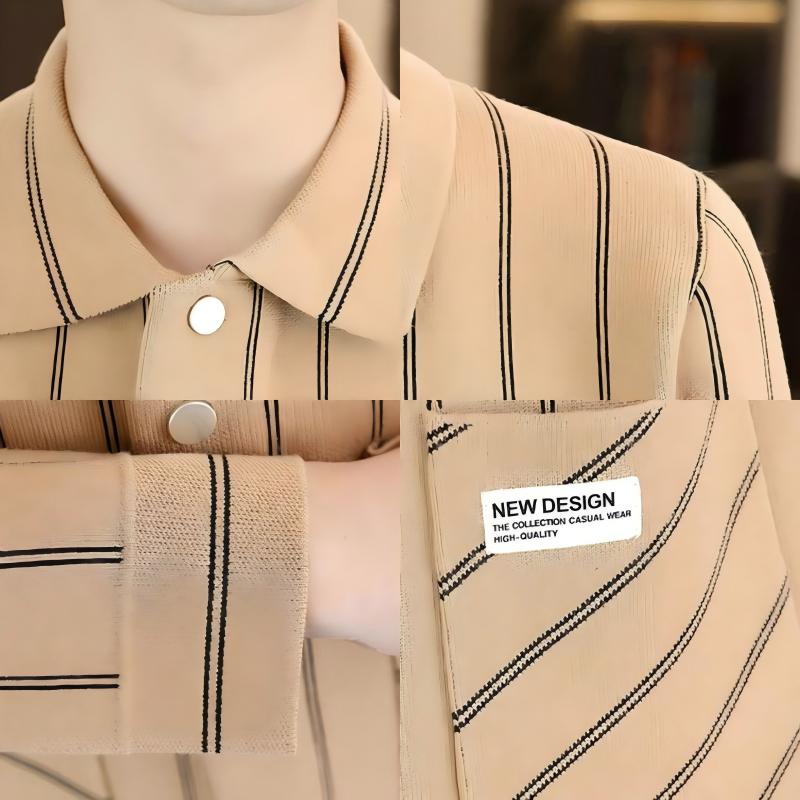 ✨New Arrival✨Men's Casual Striped Knitted Lapel Jacket