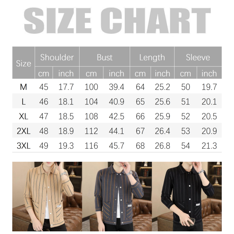 ✨New Arrival✨Men's Casual Striped Knitted Lapel Jacket