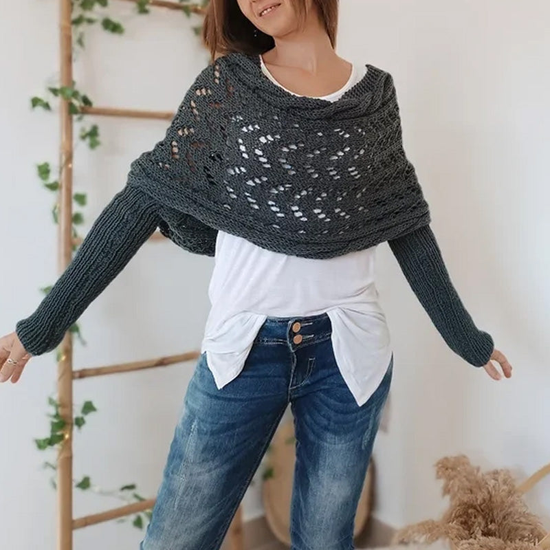 💝Gift Idea Hot sale 50% OFF🔥Women's Wrap Knit Shawl with Sleeves