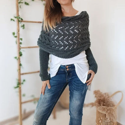 💝Gift Idea Hot sale 50% OFF🔥Women's Wrap Knit Shawl with Sleeves