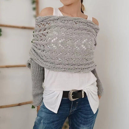 💝Gift Idea Hot sale 50% OFF🔥Women's Wrap Knit Shawl with Sleeves