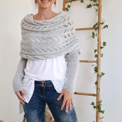 💝Gift Idea Hot sale 50% OFF🔥Women's Wrap Knit Shawl with Sleeves