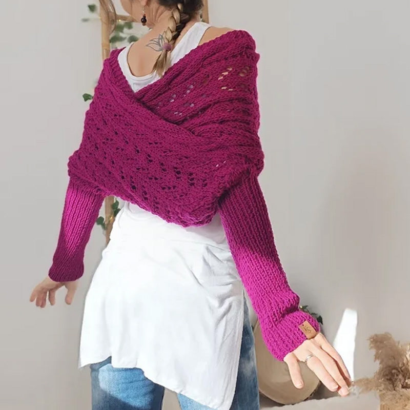 💝Gift Idea Hot sale 50% OFF🔥Women's Wrap Knit Shawl with Sleeves