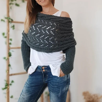 💝Gift Idea Hot sale 50% OFF🔥Women's Wrap Knit Shawl with Sleeves