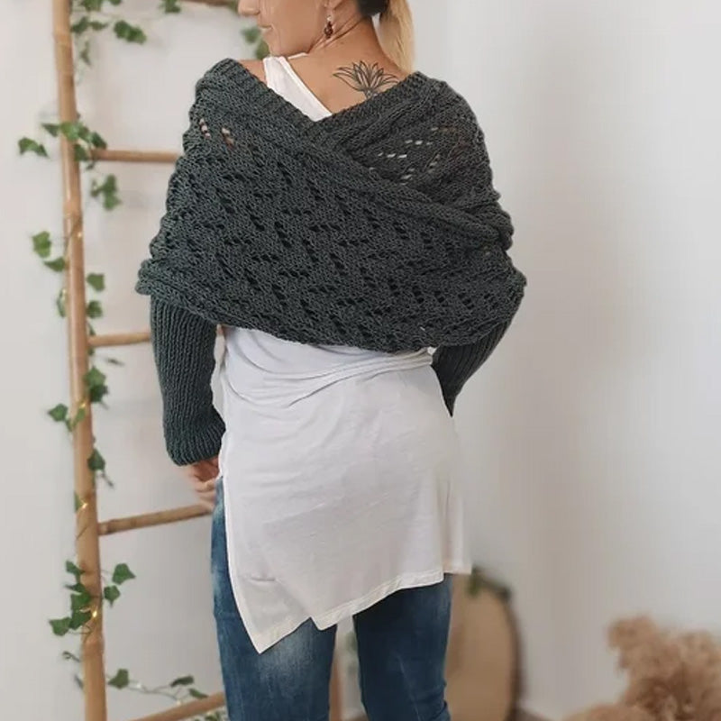 💝Gift Idea Hot sale 50% OFF🔥Women's Wrap Knit Shawl with Sleeves