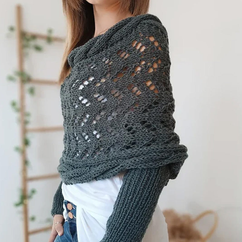 💝Gift Idea Hot sale 50% OFF🔥Women's Wrap Knit Shawl with Sleeves