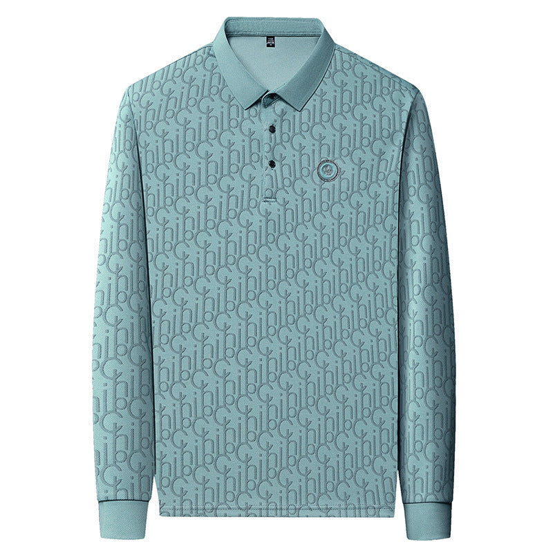 Men's Letter Print Lapel Long Sleeve Shirt（60% OFF）