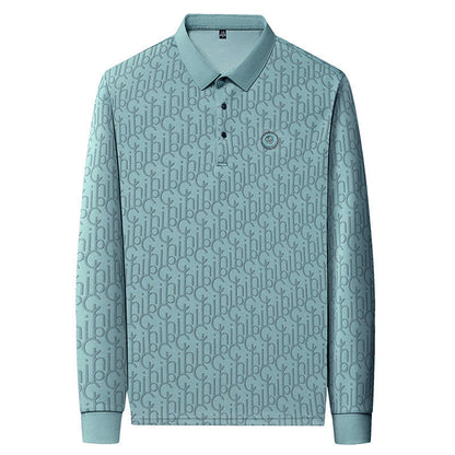 Men's Letter Print Lapel Long Sleeve Shirt（60% OFF）