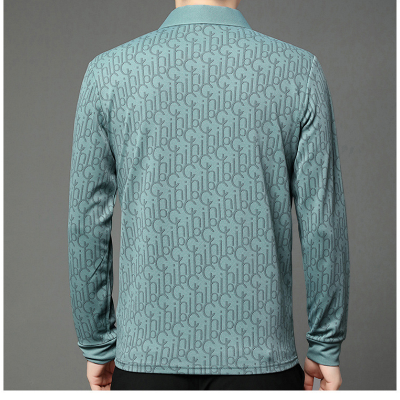 Men's Letter Print Lapel Long Sleeve Shirt（60% OFF）