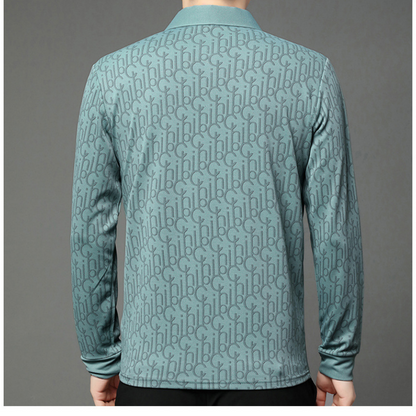 Men's Letter Print Lapel Long Sleeve Shirt（60% OFF）
