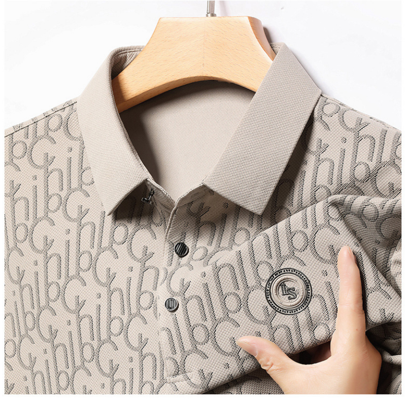 Men's Letter Print Lapel Long Sleeve Shirt（60% OFF）
