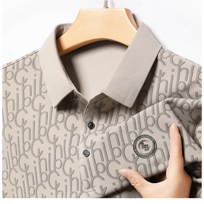 Men's Letter Print Lapel Long Sleeve Shirt（60% OFF）