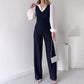 ✨New Arrival✨Women's Striped Lapel Long Sleeve Jumpsuits