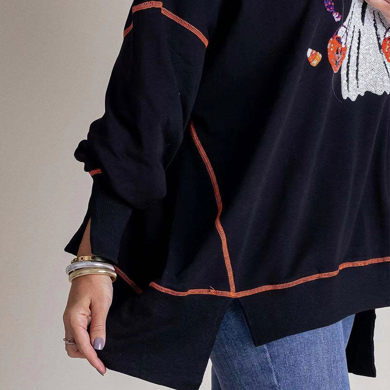 ✨New Arrival✨Women’s Trendy Halloween Ghost Sequin Sweatshirt