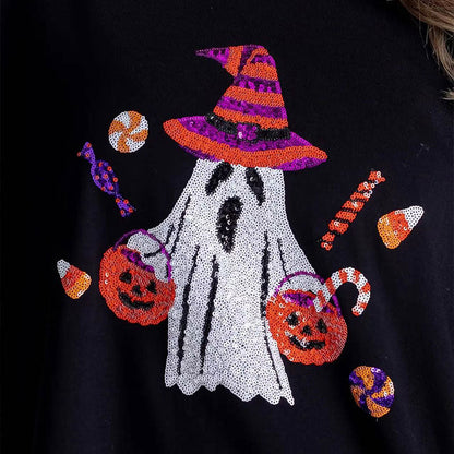 ✨New Arrival✨Women’s Trendy Halloween Ghost Sequin Sweatshirt