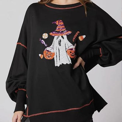 ✨New Arrival✨Women’s Trendy Halloween Ghost Sequin Sweatshirt