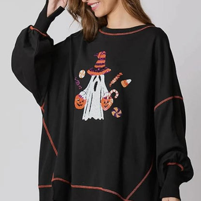✨New Arrival✨Women’s Trendy Halloween Ghost Sequin Sweatshirt
