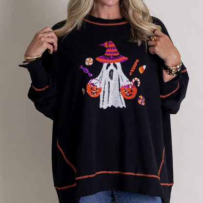 ✨New Arrival✨Women’s Trendy Halloween Ghost Sequin Sweatshirt