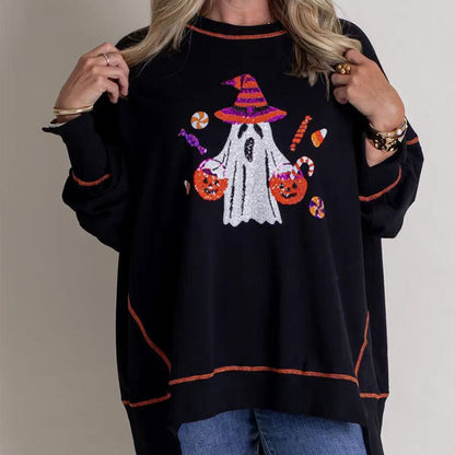 ✨New Arrival✨Women’s Trendy Halloween Ghost Sequin Sweatshirt