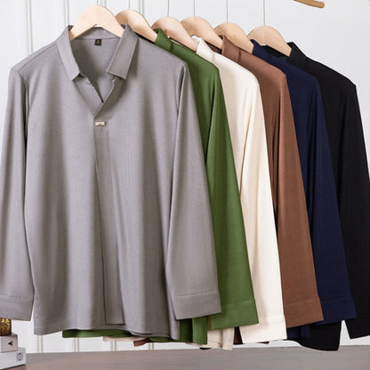 ✨New Arrival✨Comfortable Men's Solid Color Long Sleeve Shirt