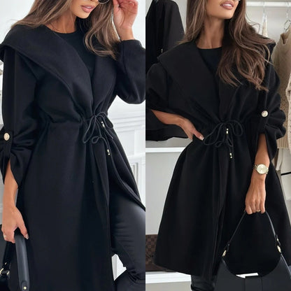 ✨New Arrival✨Women’s Trendy Tie Waist Hooded Long Coat
