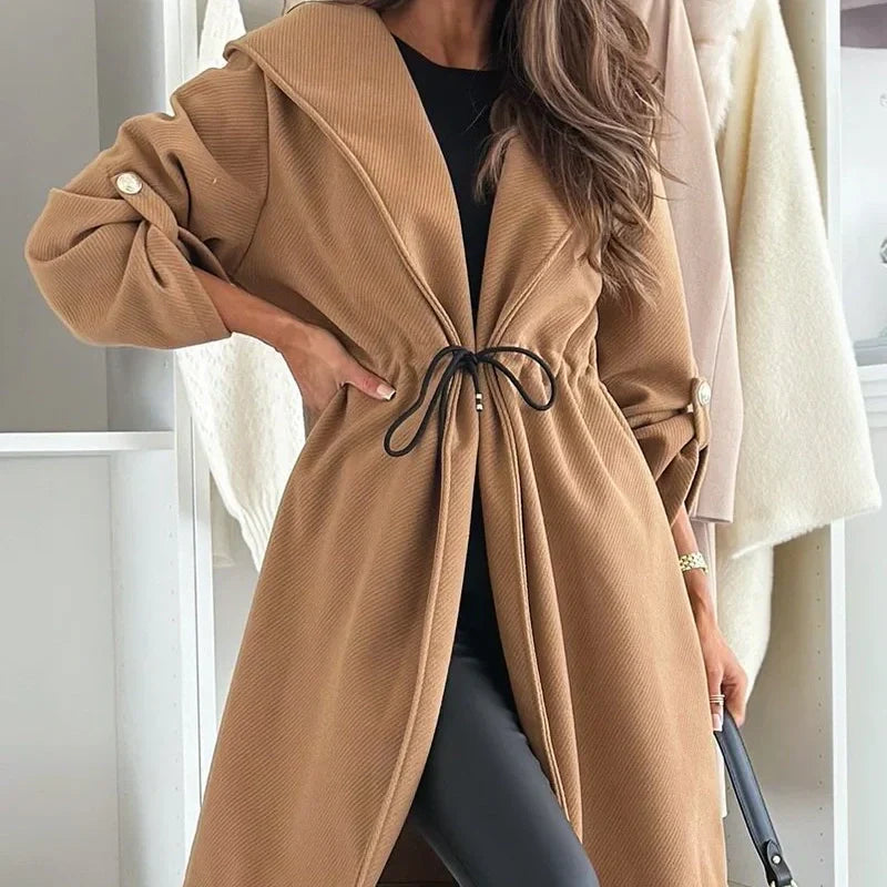 ✨New Arrival✨Women’s Trendy Tie Waist Hooded Long Coat