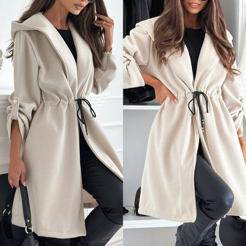 ✨New Arrival✨Women’s Trendy Tie Waist Hooded Long Coat
