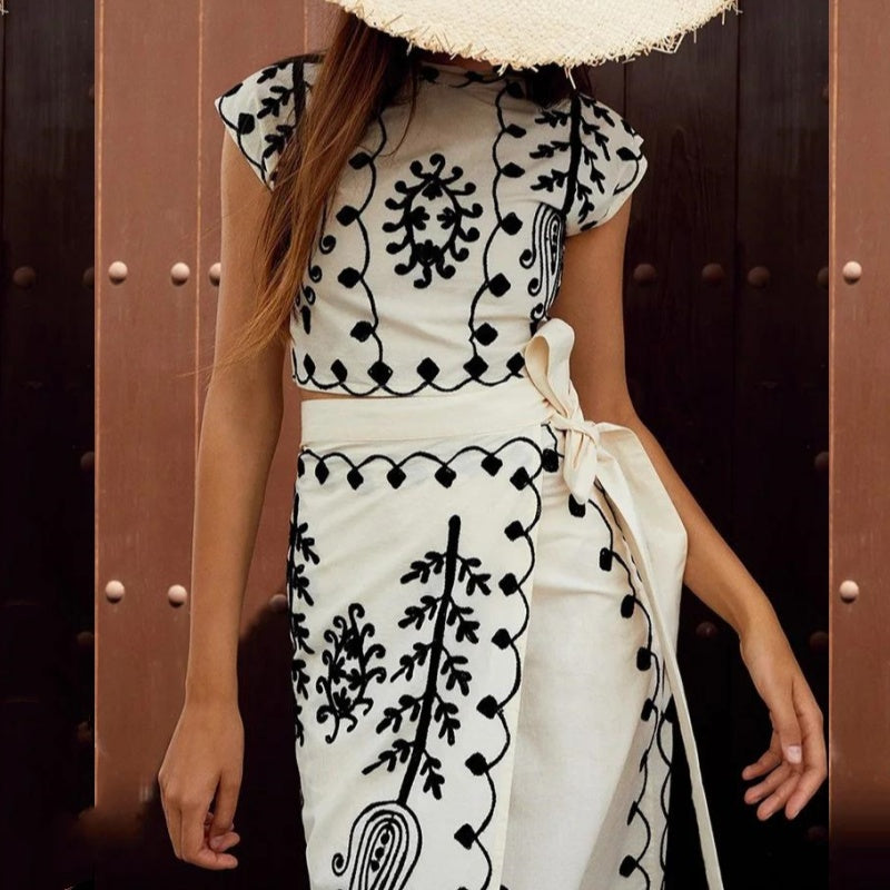 ✨New Arrival✨Women's Print Top ＆ Long Skirt 2-Piece Set