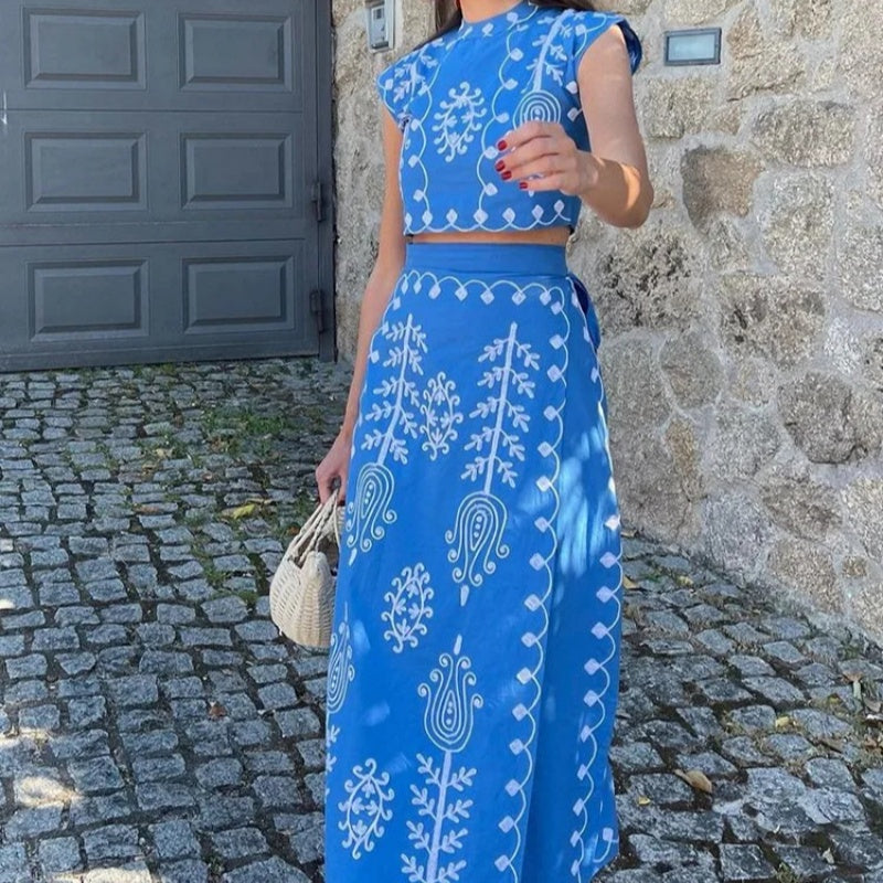✨New Arrival✨Women's Print Top ＆ Long Skirt 2-Piece Set