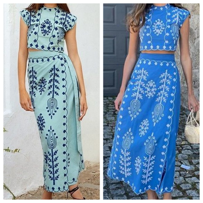 ✨New Arrival✨Women's Print Top ＆ Long Skirt 2-Piece Set
