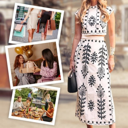 ✨New Arrival✨Women's Print Top ＆ Long Skirt 2-Piece Set