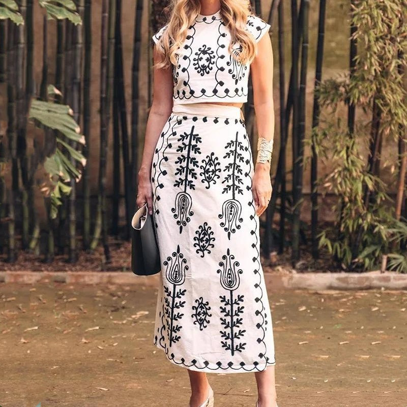 ✨New Arrival✨Women's Print Top ＆ Long Skirt 2-Piece Set