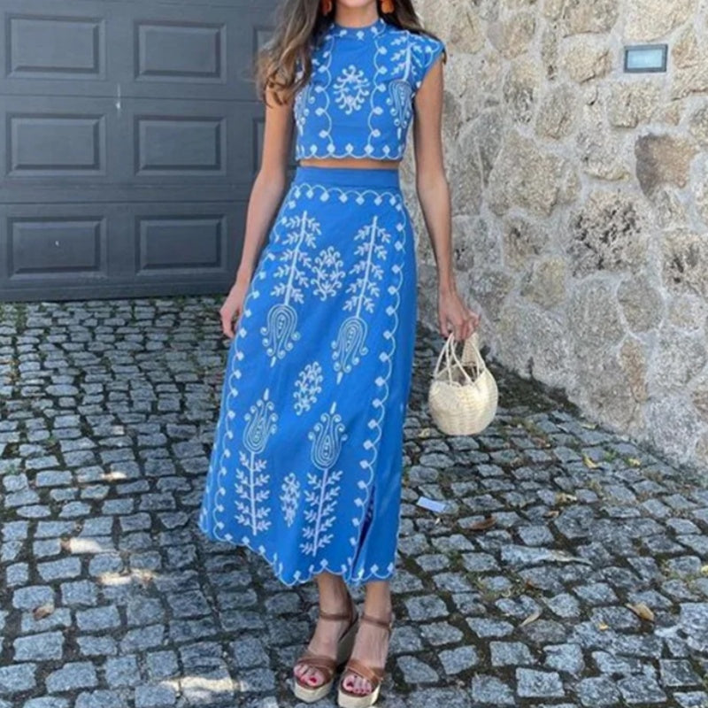 ✨New Arrival✨Women's Print Top ＆ Long Skirt 2-Piece Set