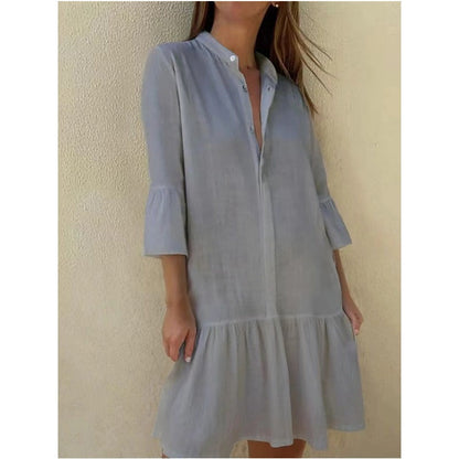 ✨New Arrival✨Women's Lapel Pleated Mini Shirt Dress