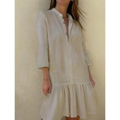 ✨New Arrival✨Women's Lapel Pleated Mini Shirt Dress