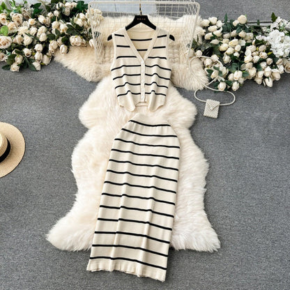 🌷Limited Time 47% OFF💞Women's Casual Knit Vest and Long Skirt 2 Piece Set