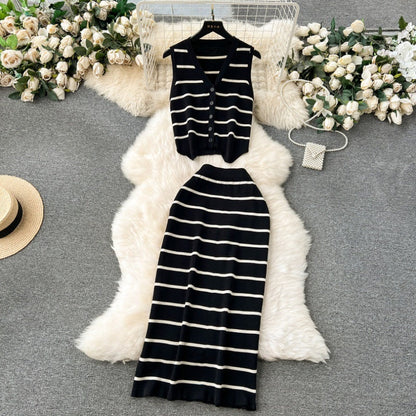 🌷Limited Time 47% OFF💞Women's Casual Knit Vest and Long Skirt 2 Piece Set