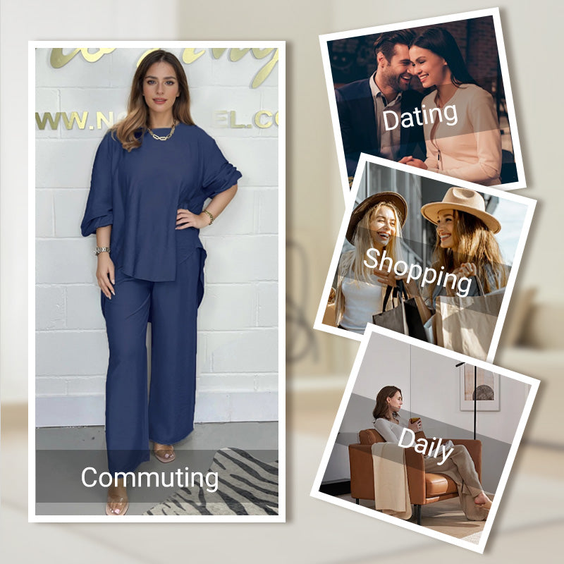 🌷Limited Time 55% OFF💞Women's Long Sleeve High Waisted Wide Leg Pants Suit