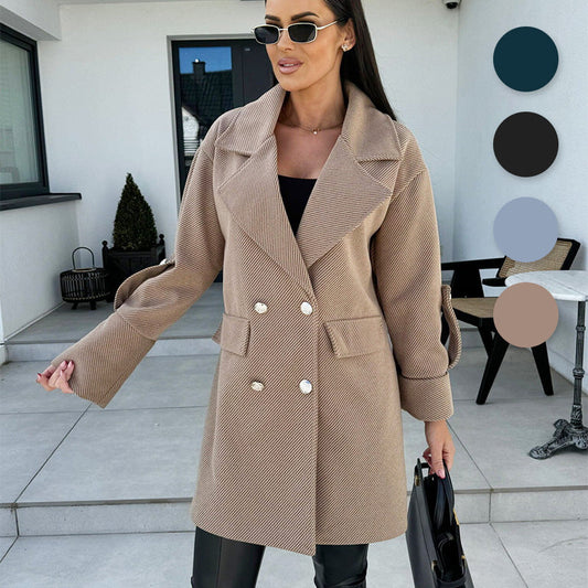 ✨Get 65% off💖Women's Solid Color Double Breasted Coat